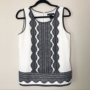 White House Black Market | Lace Print Blouse